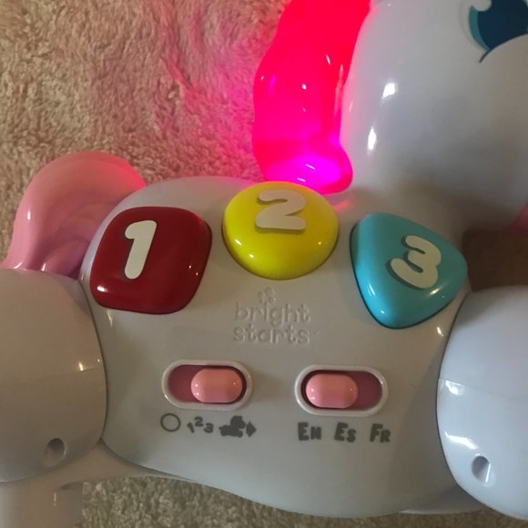 BRIGHT STARTS MULTI-LINGUAL ROCK & GLOW UNICORN in Pink - Picture 3 of 3
